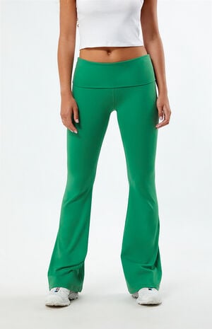 PAC WHISPER Green Active Fold-Over Waistband Flare Yoga Pants image number 1