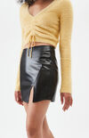 Faux Leather Slit Mini Skirt Faux Leather Slit Mini Skirt image number null