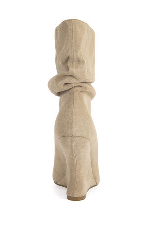 Women's Marin Nude Faux Suede Curved Wedge Booties image number 3