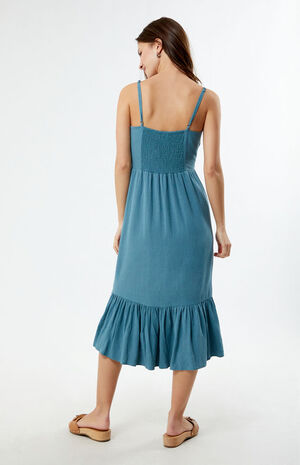 Linen Bustier Midi Dress image number 4