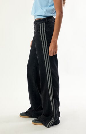 Black Low Rise Flare Jeans image number 3