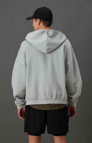 Gray Vintage Wash Heavyweight Fleece Zip Up Hoodie image number 4