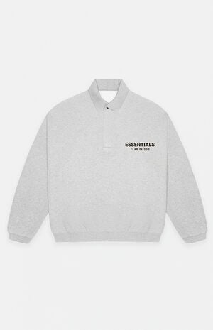 Light Heather Grey Fleece Polo Sweatshirt image number 1