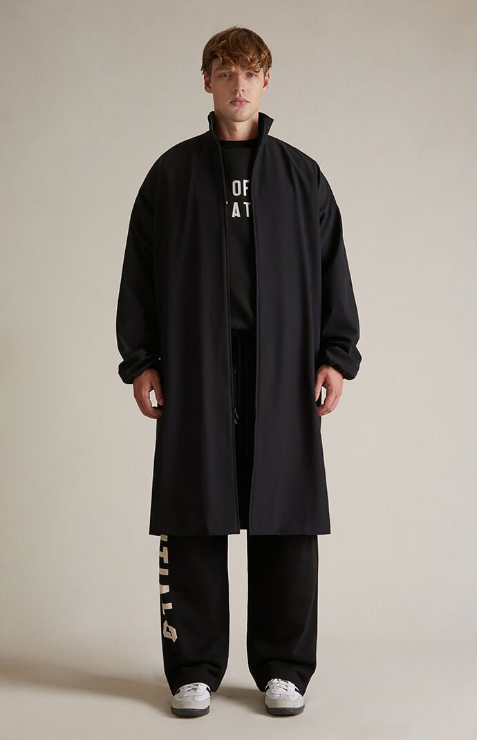 Fear of God ESSENTIALS Black Bonded Nylon Field Trench Coat