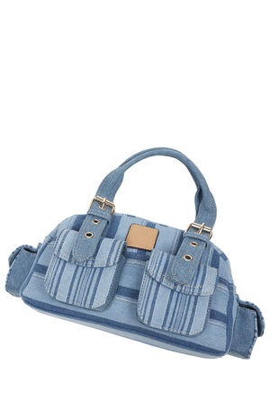 Soft Satchel Denim Mini Handbag image number 9