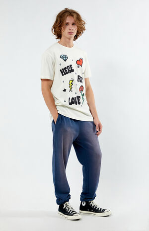 Navy Acid Wash Jogger Sweatpants image number 2