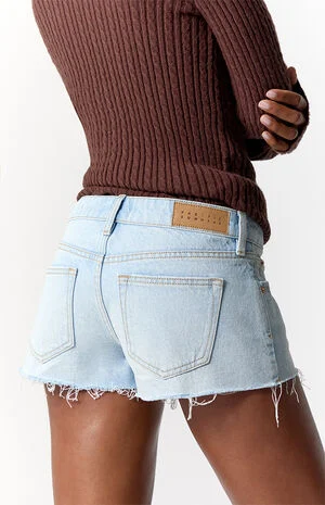 Jamie Low Rise Jean Micro Shorts Raw Hem Light Blue image number 5
