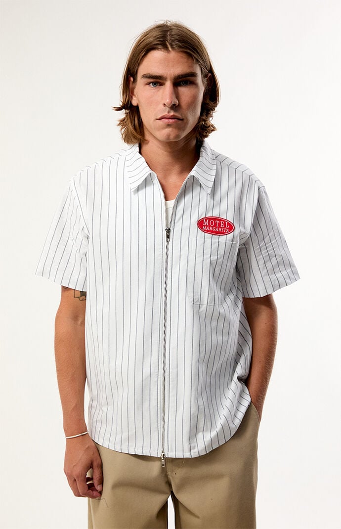 Motel Margarita Descanso Striped Zip Up Shirt