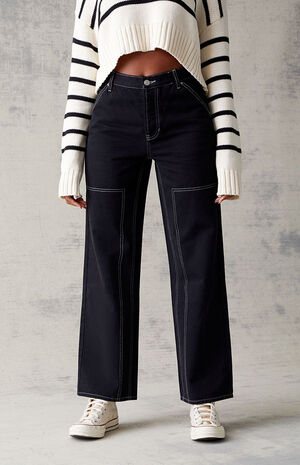 Black Baggy Cropped Pants image number 3