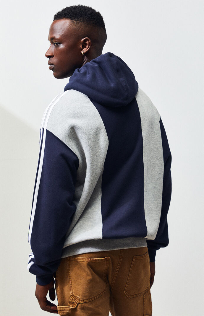 Grey & Navy Off Court Trefoil Pullover Hoodie