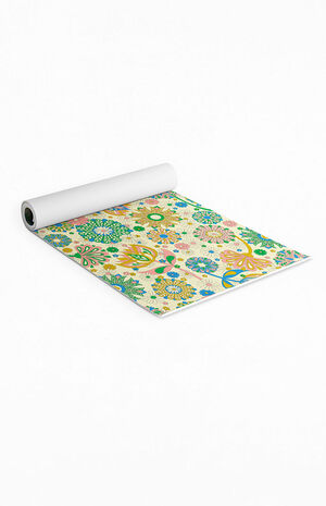 Green Flowers Yoga Mat image number 2