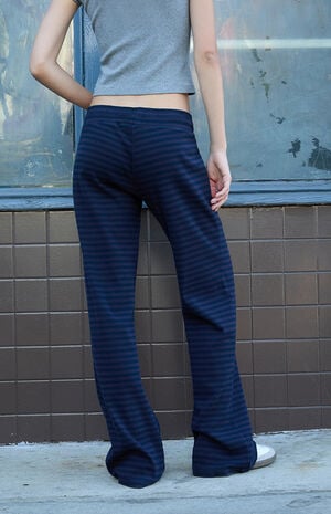 Blue Hilary Striped Yoga Baggy Sweatpants image number 4