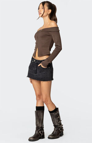 Clarissa Fold Over Ribbed Top image number 4