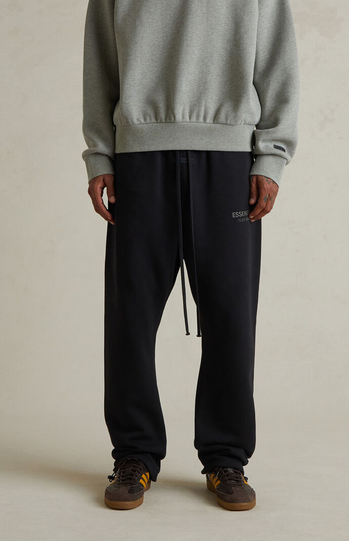 Fear of God ESSENTIALS Jet Black Fleece Relaxed Sweatpants