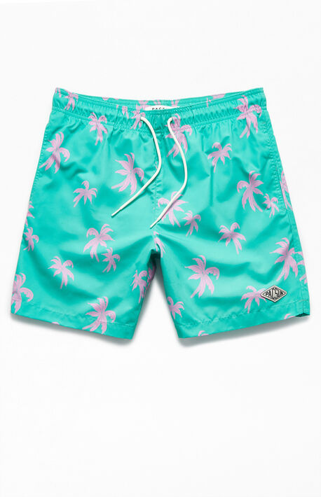 Pink Palms 16" Swim Trunks