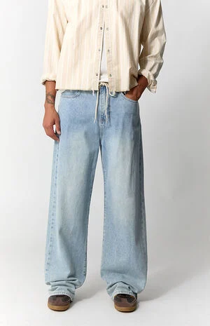 Blake Extreme Baggy Jeans Drawstring Light Indigo image number 3