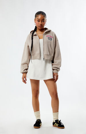 LA Crest Cropped Double Zip Hoodie image number 4