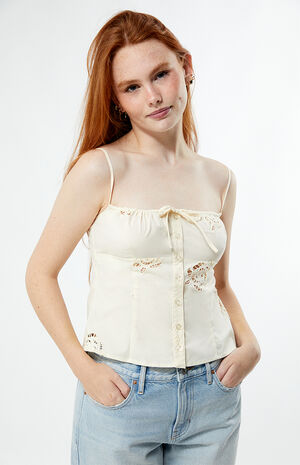 Ruched Cup Button Tank Top image number 1
