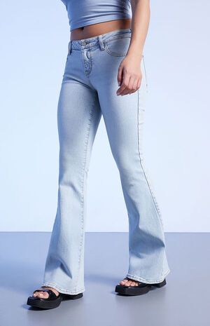 Light Blue&nbsp;Low Rise Flare Jeans image number 3
