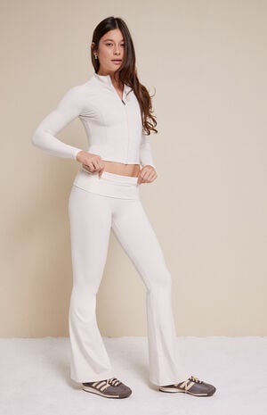 PAC WHISPER Active Fold-Over Waistband Flare Yoga Pants image number 1