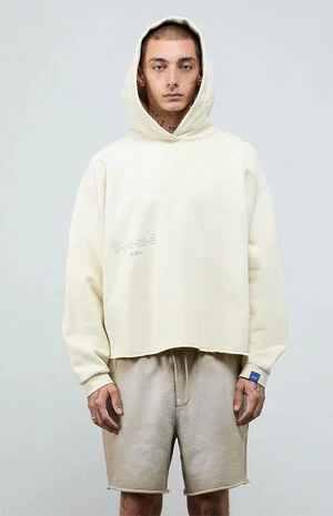 Light Gray&nbsp;Vintage Wash Heavyweight Raglan&nbsp;Cutoff&nbsp;Oversized Fleece Hoodie image number 2