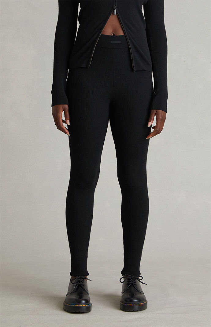Fear of God ESSENTIALS Women's Vintage Black Ribbed Knit Leggings