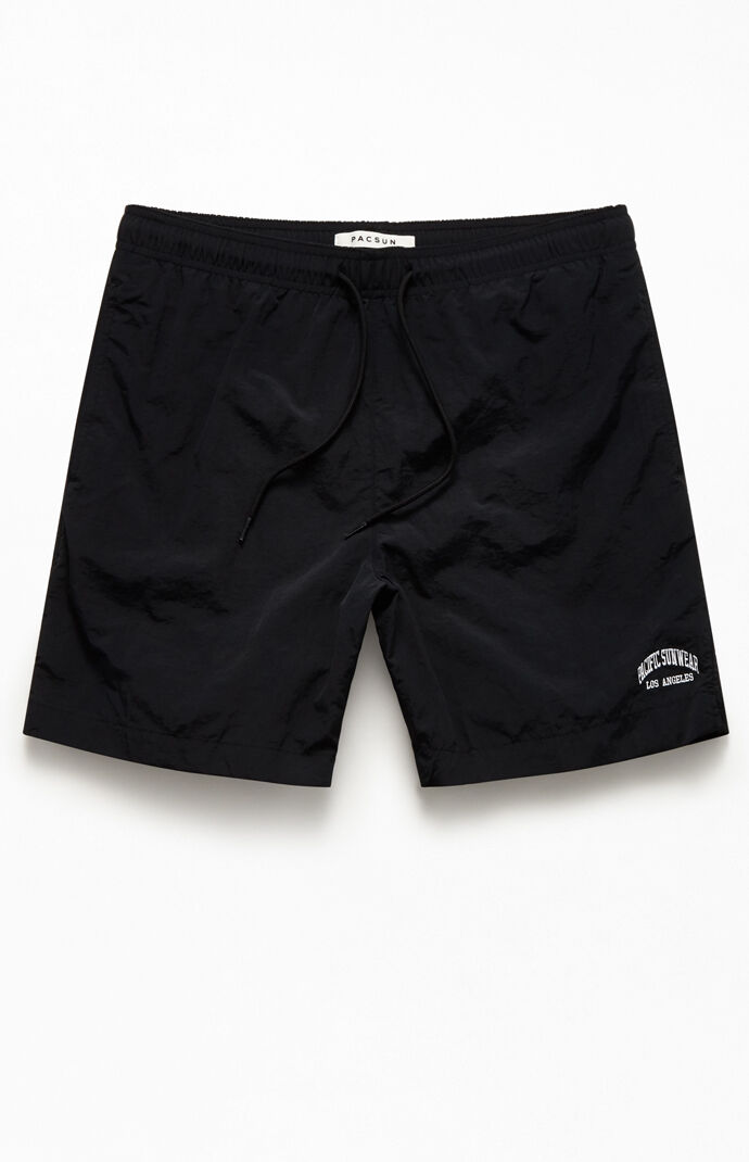 Embroidered Logo Solid 17" Swim Trunks