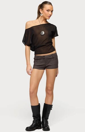 Noria Sheer Chiffon Off Shoulder Top image number 4
