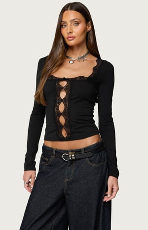 Zeya Lacey Keyhole Top image number 1