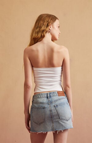 Medium Blue Mid Rise Heart Chain Denim Mini Skirt image number 4