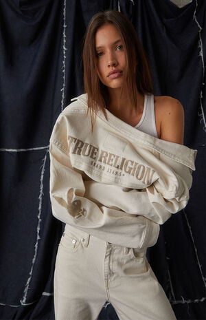 x Playboy Embroidered Oversized Trucker Jacket image number 1