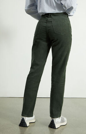 Green Corduroy Mom Jeans image number 4