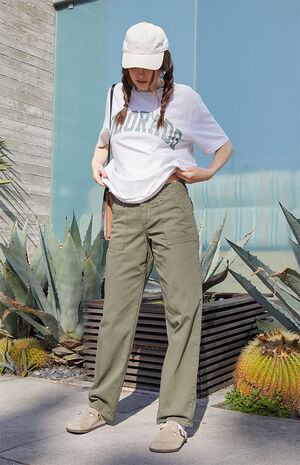 Olive Low Rise Utility Pants image number 1