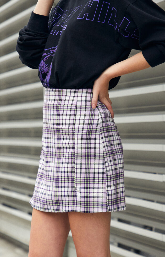 purple plaid skirt pacsun