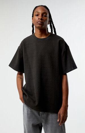 Charcoal Oversized Jacquard Knit T-Shirt image number 1