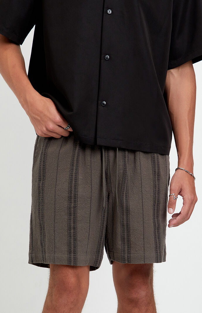Pacsun Olive Striped Russel Linen Volley Shorts