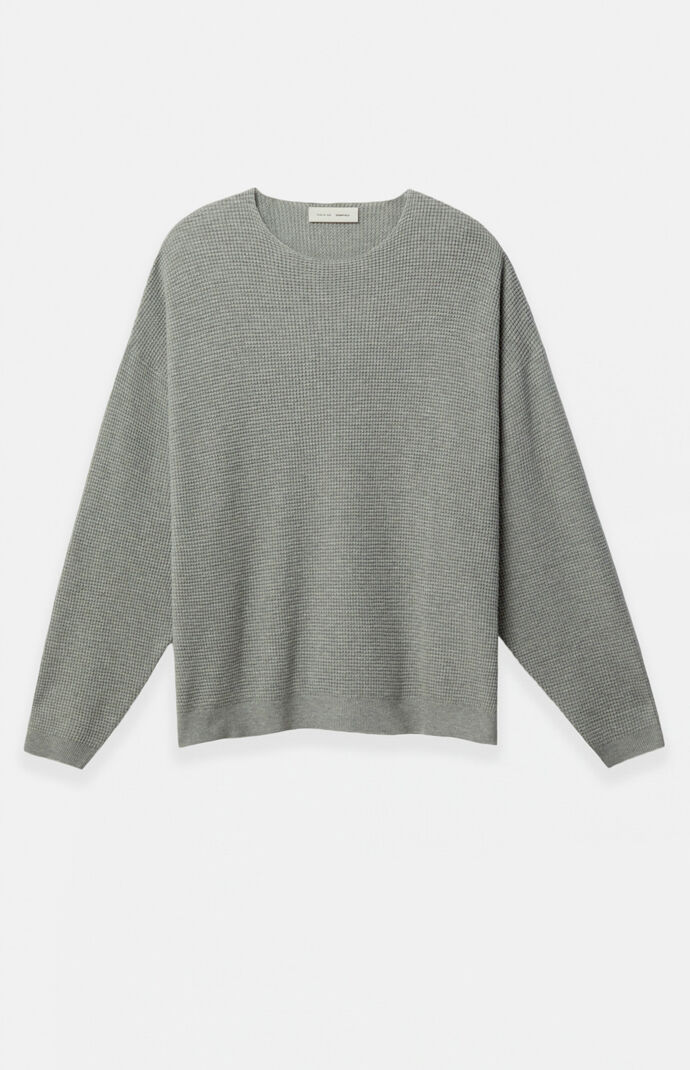 Fear of God ESSENTIALS Concrete Heather Waffle Knit Long Sleeve T-Shirt