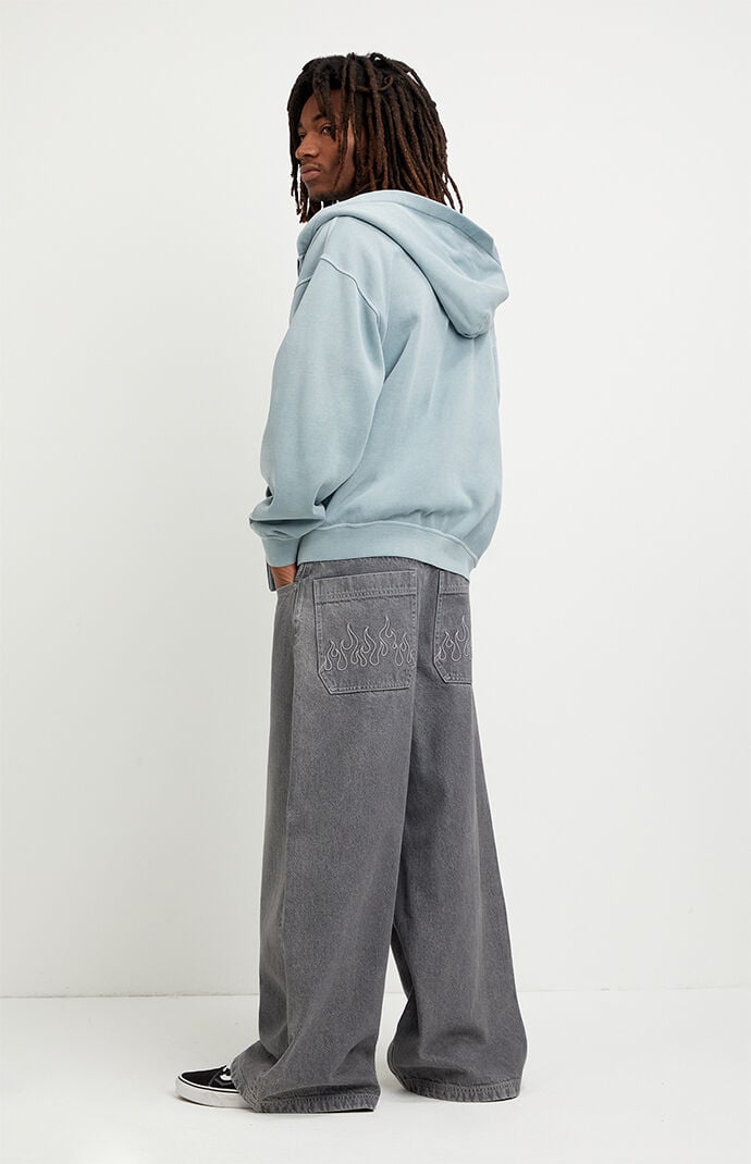 Pacsun Ryder Ultra Baggy Jeans Flames Gray
