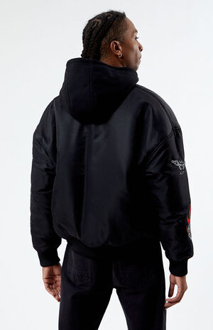 Nylon Hooded Bomber Jacket image number 4