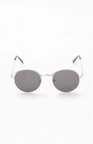 Silver & Black Round Metal Sunglasses image number 2