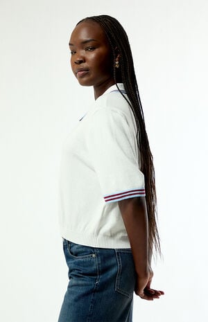 Striped Polo Henley Short Sleeve Sweater image number 3