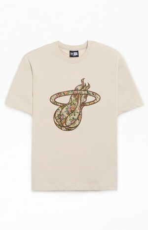 Miami Heat Floral Embroidered T-Shirt image number 1