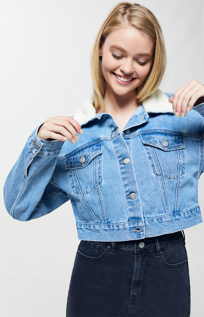 pacsun denim sherpa jacket