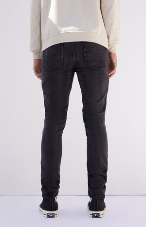 Black Biker Panel Stacked Skinny Jeans image number 4