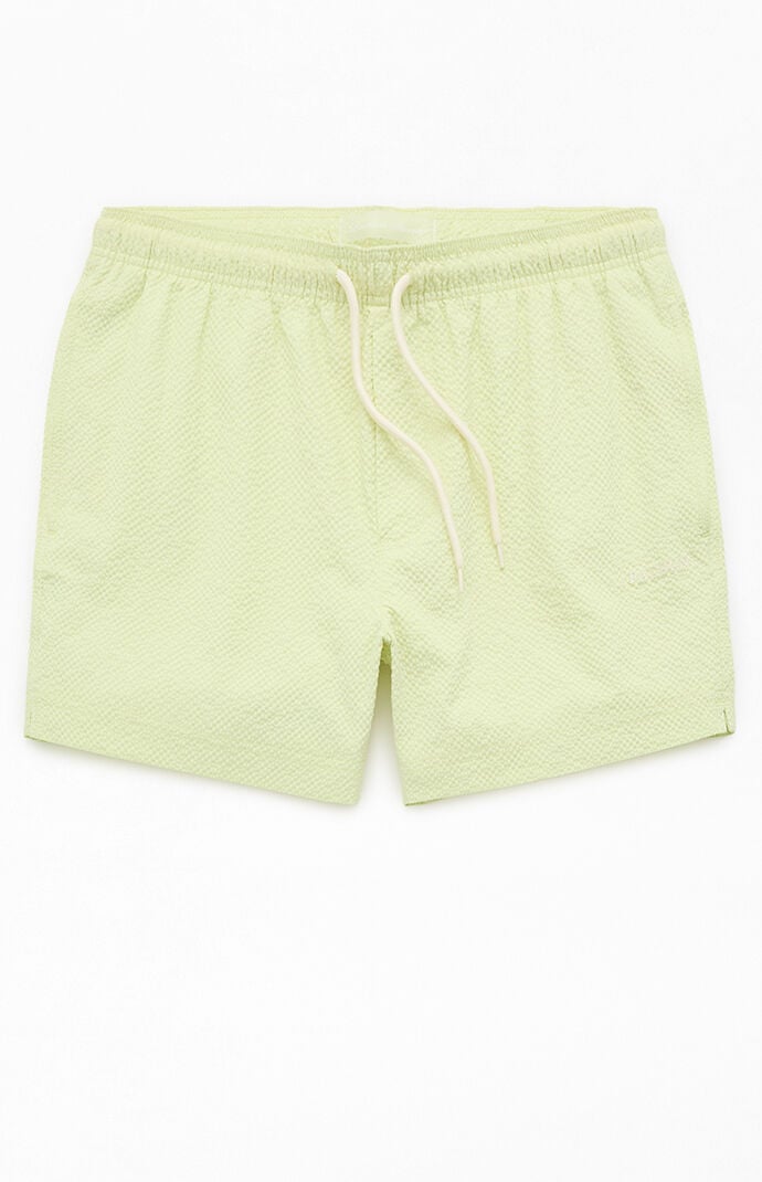 Pacsun Sea Foam Seersucker 4.5" Swim Trunks