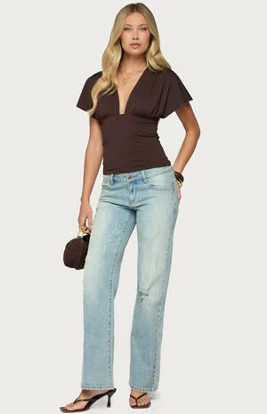 Flutter Plunging V Neck Top image number 5