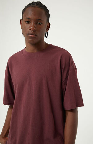 Plum Solid Loch Oversized Boxy T-Shirt Plum Solid Loch Oversized Boxy T-Shirt image number 2