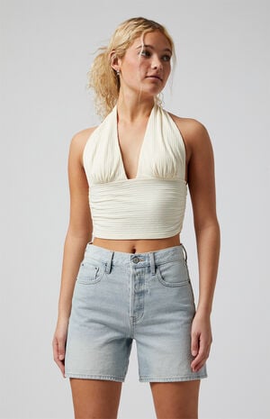 Light Indigo Denim Dad Shorts