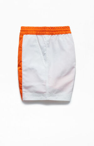 Orange & White Color Block 15" Swim Trunks image number 3