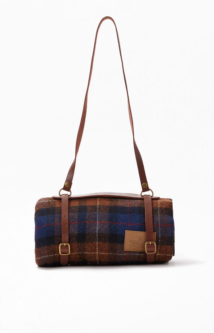 Brown & Blue Carry Along Moto Robe Blanket